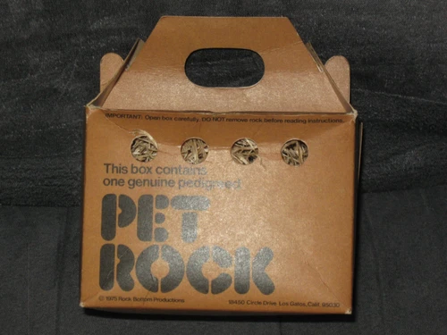 Pet Rock 1975 in Original Box-Packing-Care of Booklet-Rock Bottom Productions