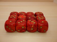 Chessex 16mm 12D6 Block - Scarab Scarlet with Gold Dice Set Tabletop Gaming RPG