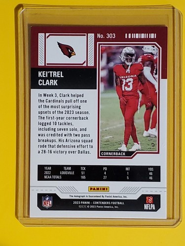 Kei'Trel Clark 2023 Panini Contenders #303 Rookie Ticket Base Auto RC Cardinals - Picture 9 of 13