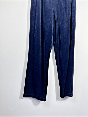 Coldwater Creek Velour Pants Women Sz Medium Navy Pull on Straight Leg Comfort - Picture 4 of 7