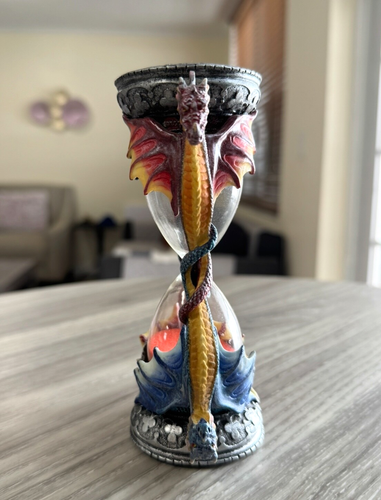 2006 Myths & Legends Hand-Painted Sand Hourglass w/ Red Sand, 6" Tall - Picture 3 of 5