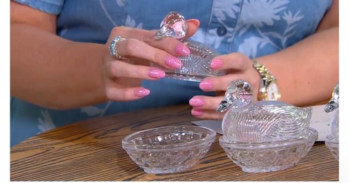 Martha Stewart Set of 4 Figural Lidded Glass Duck Dishes-beautiful heavy crystal - Bild 6 von 6