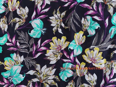 10 Yard Indian Cotton Blue Flower Print Fabric Hand Block Printed Fabric 44''