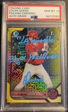 Edgar Quero Signed 2022 Bowman Yellow /75 Psa 10 Auto Full Name La Muralla