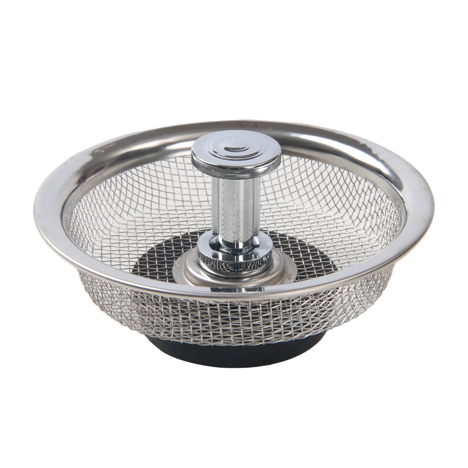 (3 pack) Mainstays Stainless Steel Mesh Sink Strainer with Rubber Stopper Silver