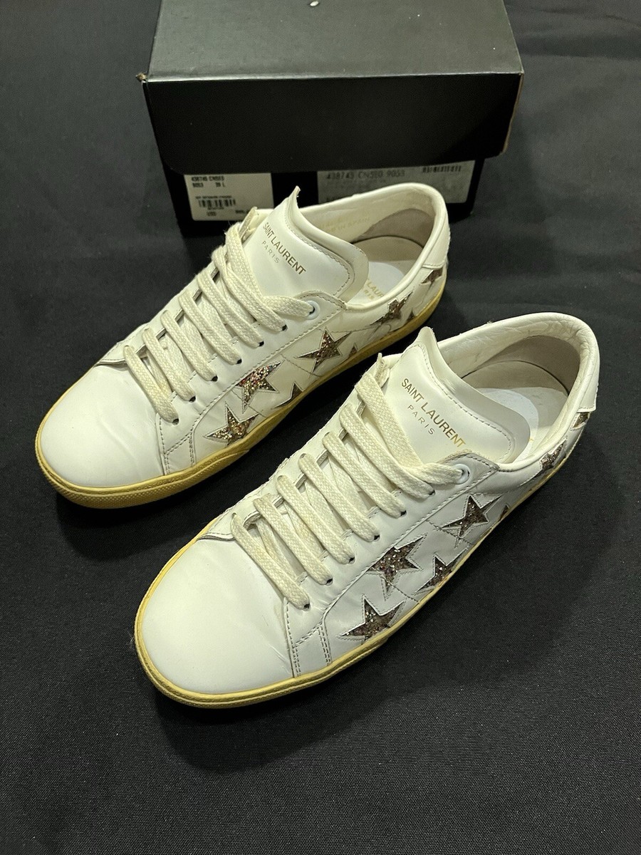 SAINT LAURENT GLITTER STAR WOMENS SNEAKERS SHOES SIZE YSL 38