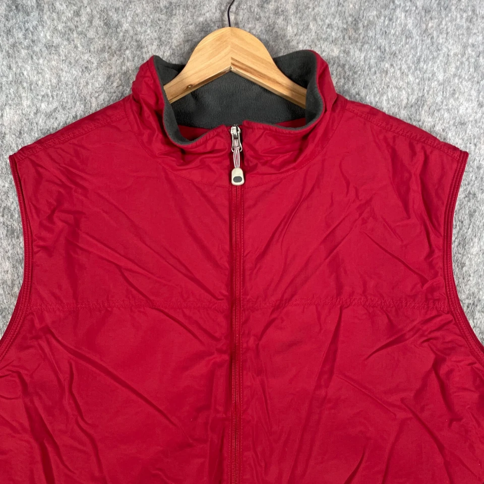 LL Bean Jacket Mens 2XL XXL Tall Red Fleece Lined Gilet Vest Preppy Casual Coat - Image 2 of 4