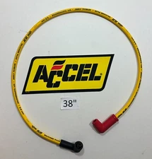 38" Single Replacement 8.8mm YELLOW ACCEL Spark Plug Wire  Points Cap 90 DEGREE