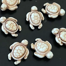 12 Antique White Howlite Turquoise Turtle Tortoise Beads Brown Inlay 18x14mm 