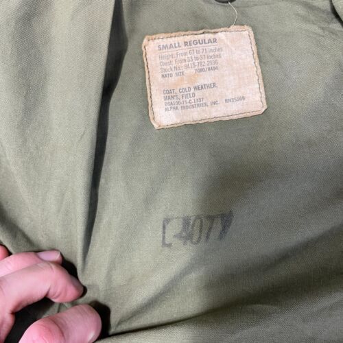 Vintage M-65 Field Jacket Coat Cold Weather OG-107 70s Air Force Military Green - Picture 9 of 21