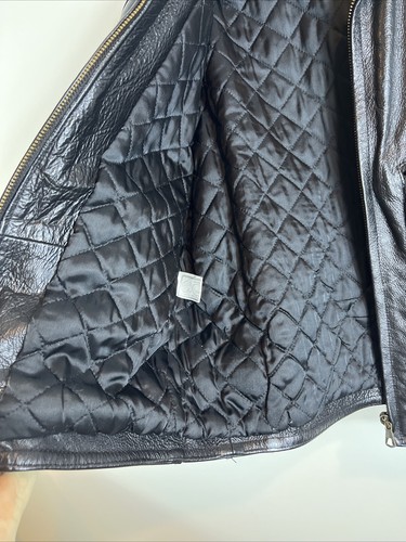 Vera Pelle Italian Della Legge 883 Black Leather Bomber Jacket Coat Mens Size 46 - Picture 10 of 18