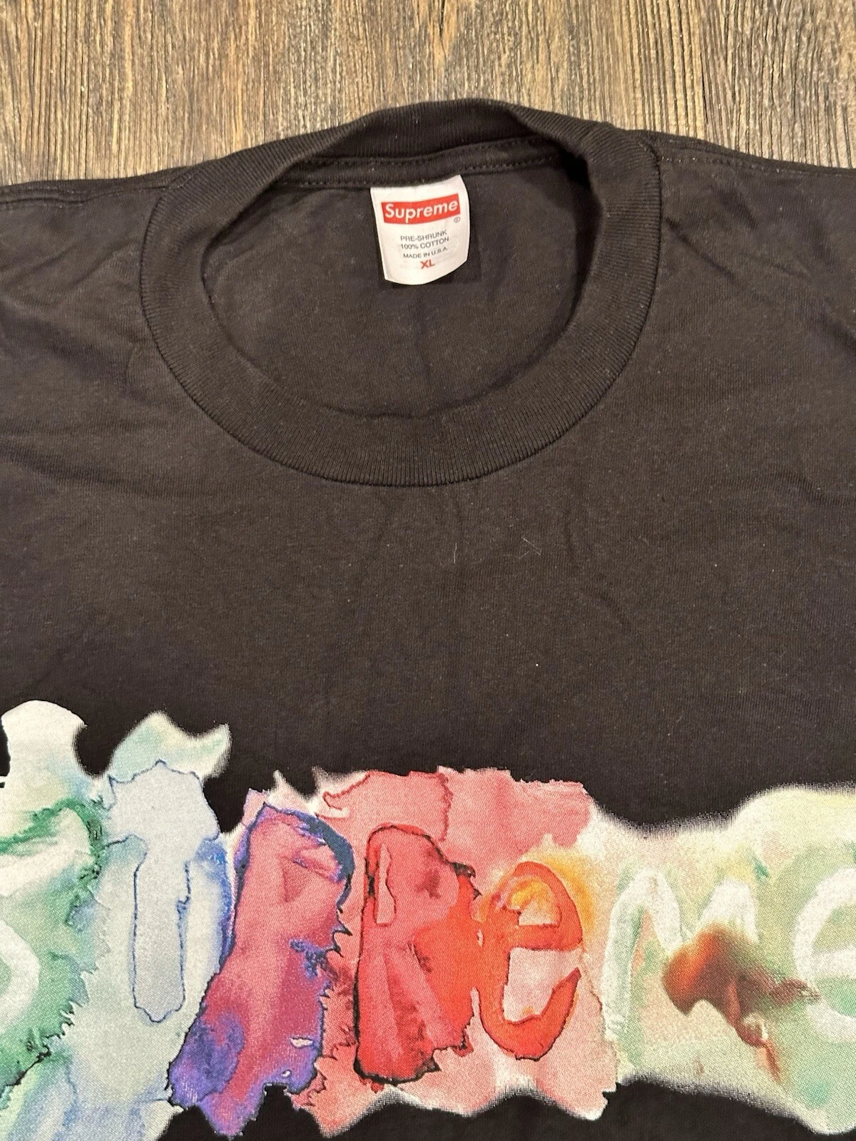 Tee shirt noir aquarelle suprême XL