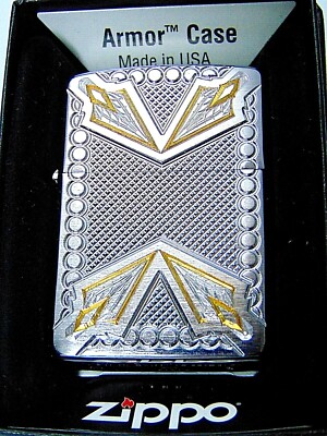 Original ZIPPO Dagger Armor Case Chrom Brushed Emblem Zippo 6000252 Neu & OVP