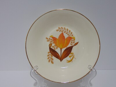 Bakerite Oven-Tested Orange Tulip 22 K Gold Soup Cereal Bowl (D)