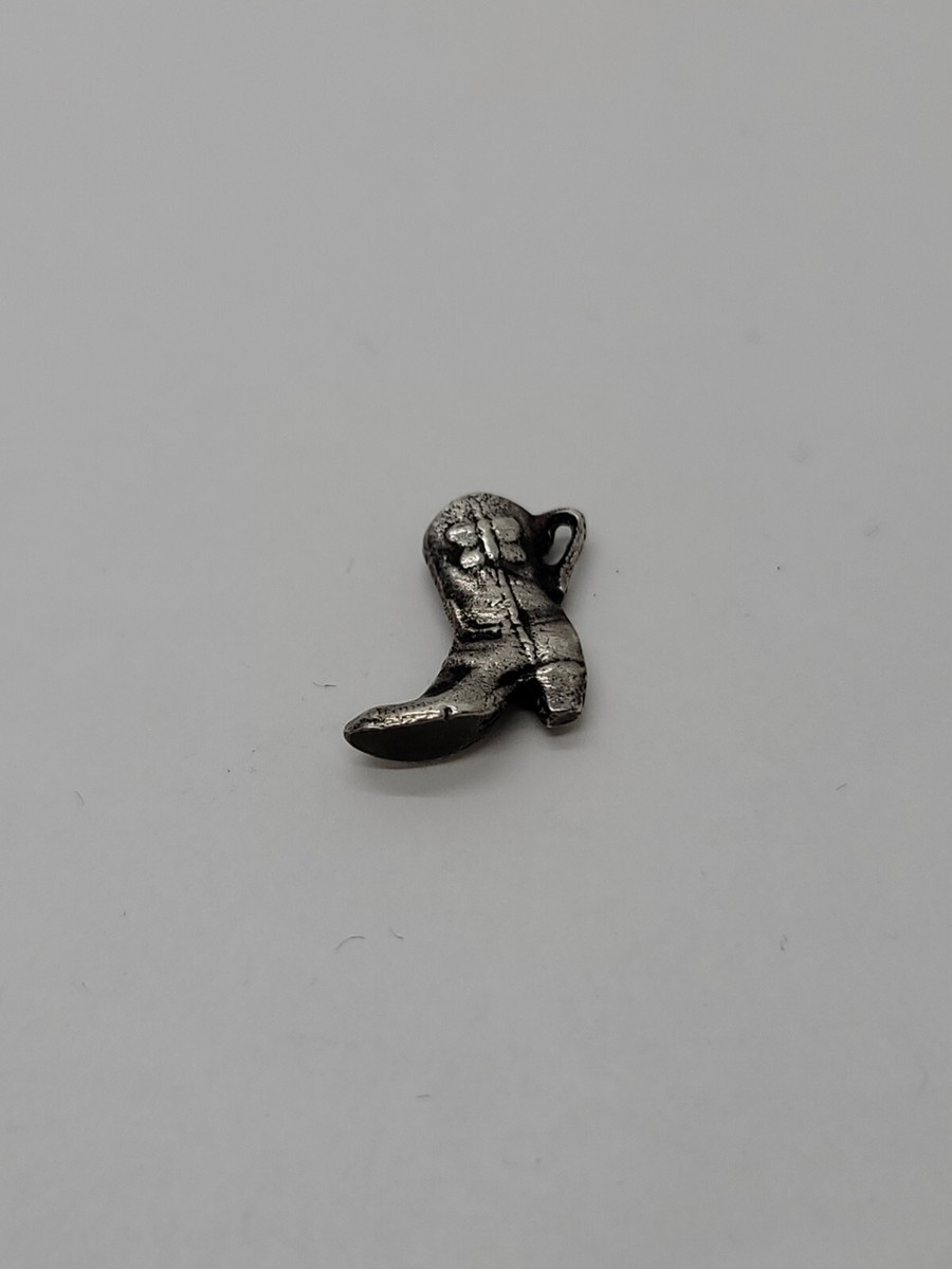 Cowboy Boot Charm 3D Sterling Silver Antiqued Finish Cowboy Boot Charm 3D Sterling Silver Antiqued Finish