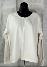 Athleta Citytime Pullover Sweatshirt XL Beige Ribbed Shimmer Pullover