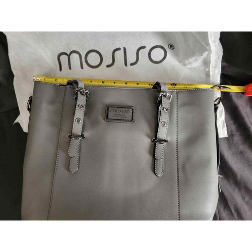 MOSISO PU Leather Laptop Tote Bag for Women (15-16 inch), Gray - Picture 5 of 6