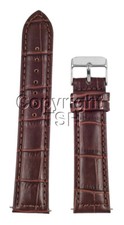24 mm BLACK LEATHER WATCH BAND CROCO WITH SPRING BARS