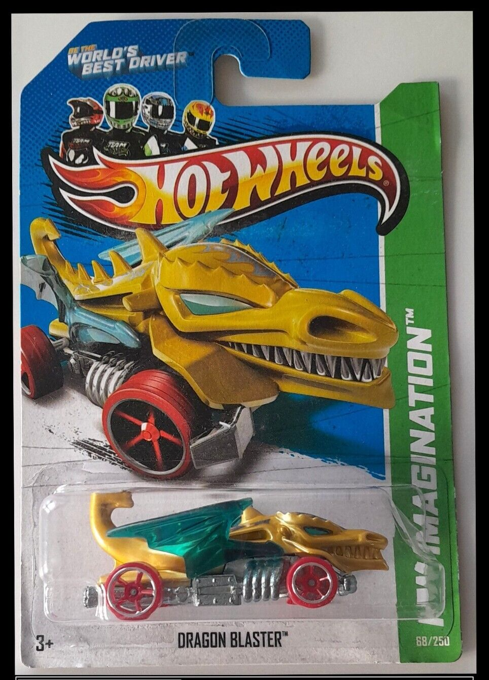 Hot Wheels Gold &amp; Blue Dragon Blaster Car #68 2013 Package Issues