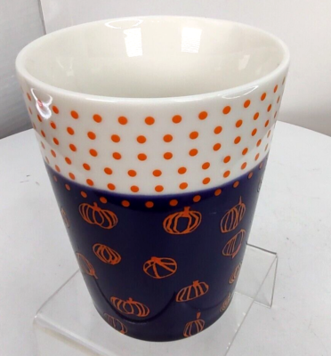 Starbucks Teavana 12oz 2016 Blue/Pumpkins & White w/Orange Poka
