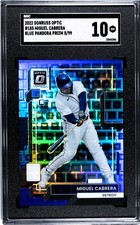 2022 Donruss Optic #185 Miguel Cabrera BLUE PANDORA PRIZM /99 SGC 10 GEM MINT