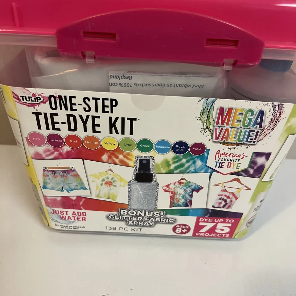 Lot OF 2 TULIP ONE-STEP TIE-DYE PARTY KIT 138 pc 10 colors NEW IN CARRY CASE - Image 2 of 4