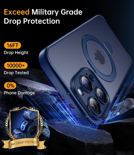 iPhone 15 Pro Max Case with Sturdy Camera Stand Blue - Picture 6 of 8