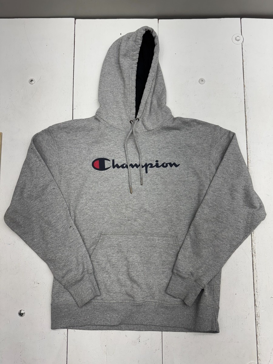 Champion Grey Embroidered Pullover Hoodie Mens Size Large