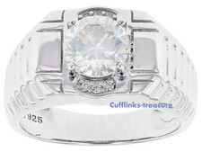 Natural Round White topaz Gemstones with 925 sterling Silver Ring For Men's 855