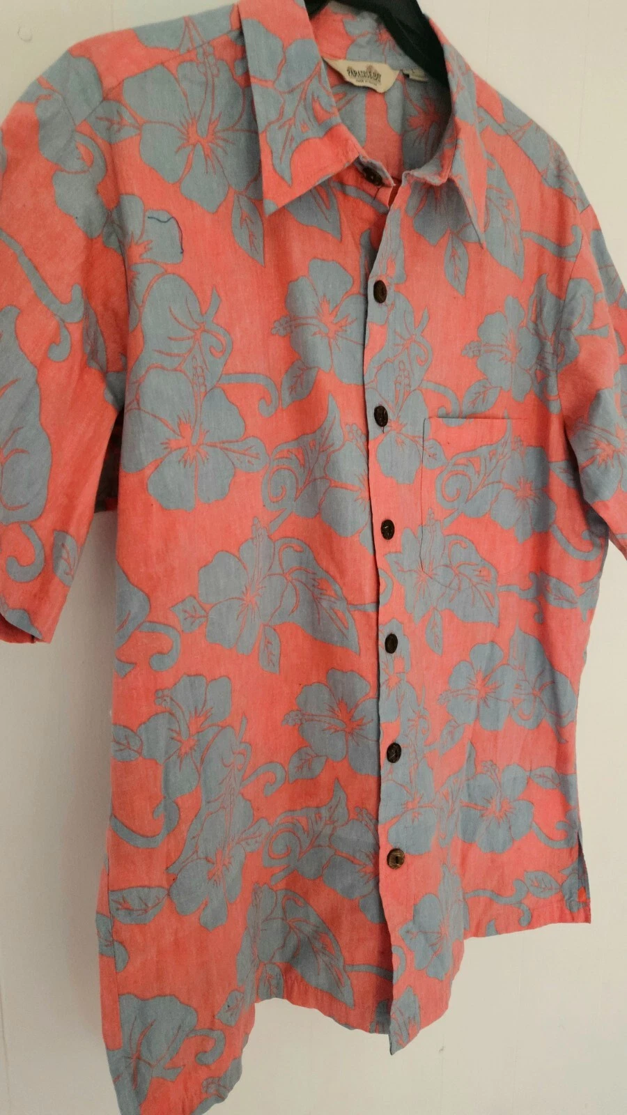 Paradise Bay Aloha Hawaii Floral Shirt (L) Made In USA