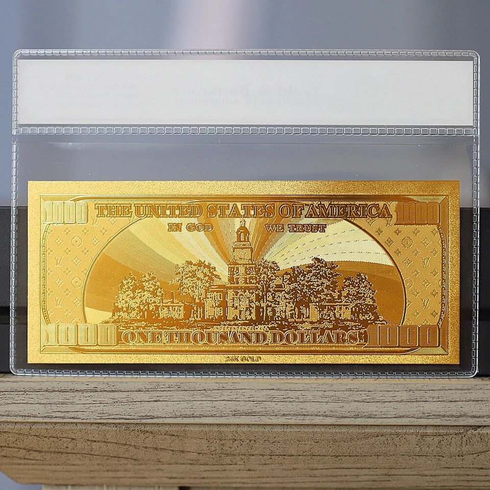 100mg 24K Gold $1000 One Thousand Dollars Gold Fantasy Banknote with White COA - Image 2 of 2