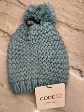 Women s Hat Chunky Knit Pom Pom Beanie One Size Aqua OSFM - See Photos NWT