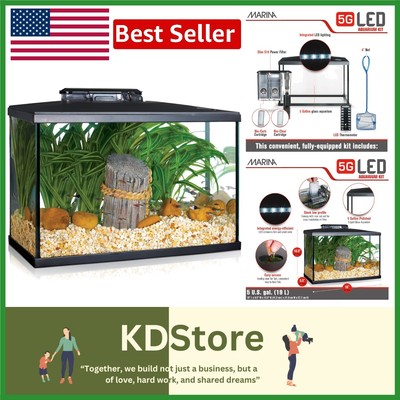 Comprehensive 5 Gallon Aquarium Kit - LED Lighting and Care Essentials Included