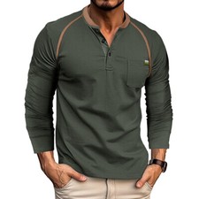 Mens Long Sleeve T-shirt Leisure Outdoor Comfort Soft Plain Top