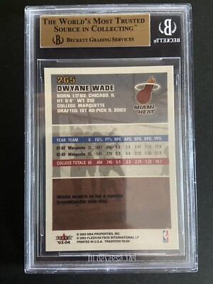 2003-04 Fleer Dwyane Wade RC BGS 10 MINT Rookie | eBay