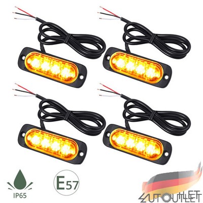 4x 4LED Frontblitzer 18 Blinkmodi IP65 12/24V LKW PKW Blinklicht Strobe Licht