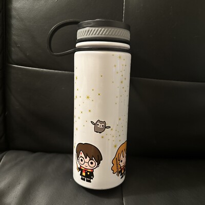 Harry Potter White Water Bottle With Cartoon Versions Of Main Characters