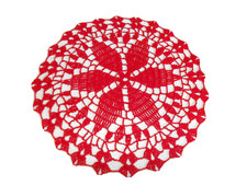 H&auml;keldecke Rot Durchmesser 100% Baumwolle Handarbeit Geschenkide