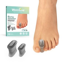 Gel Toe Separators for Bunion Relief 12-Pack Transparent Black for Men and Women