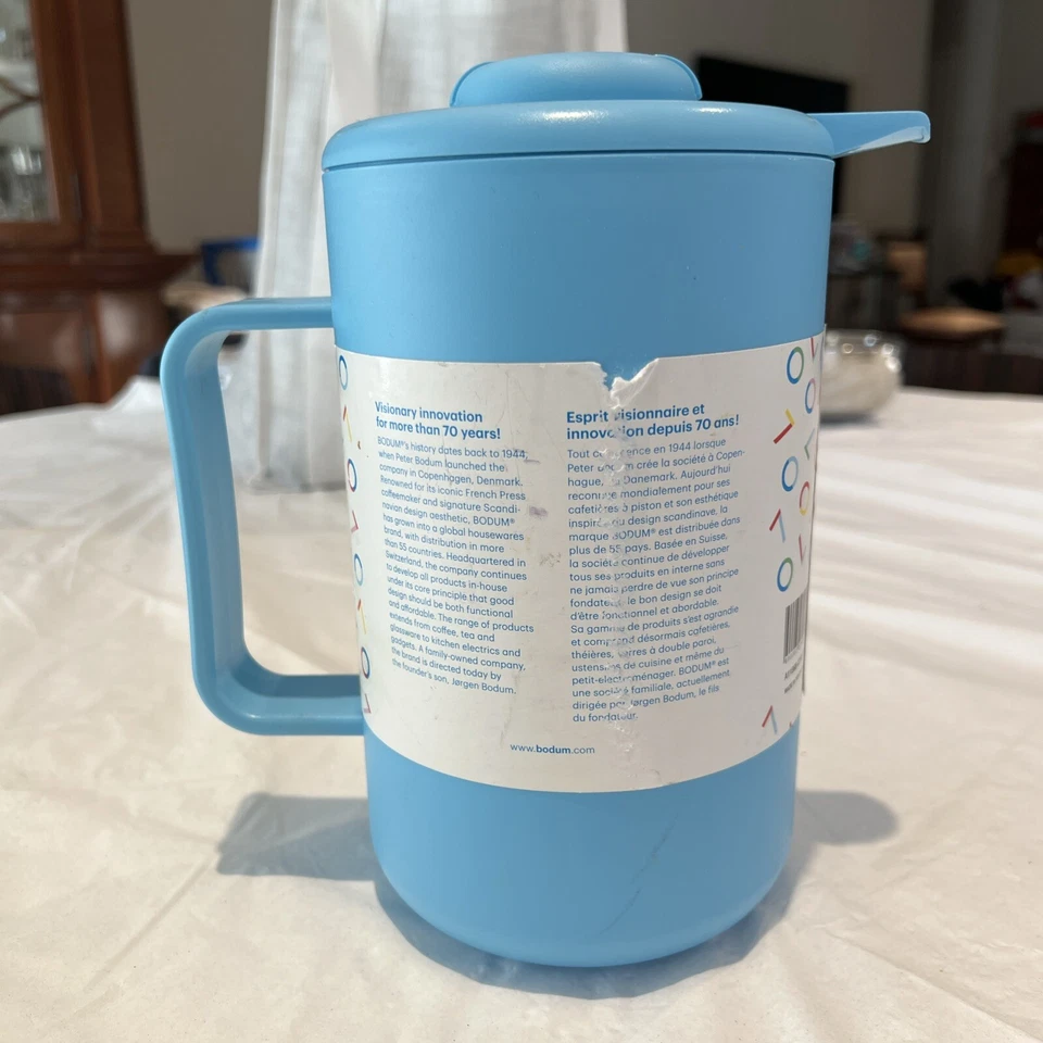 Revestimiento al vacío Bodum Bistro jarra térmica frío caliente 1,0 L/34 OZ azul Foto 2 de 4
