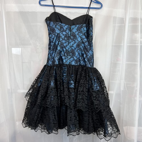 vintage Loralie tiered lace dress sz small vampy goth prom victorian dark fairy - Picture 11 of 14