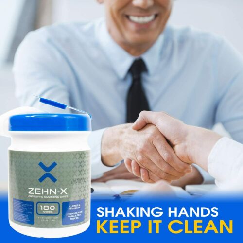 ZEHN-X 180 Count Canister Hand Wipes made with Tea Tree Oil and Aloe Vera - Picture 3 of 9