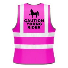 NIÑOS ALTA VISIBILIDAD IMPRESO PRECAUCIÓN JOVEN JINETE ROPA DE SEGURIDAD PARA MONTAR A CABALLO