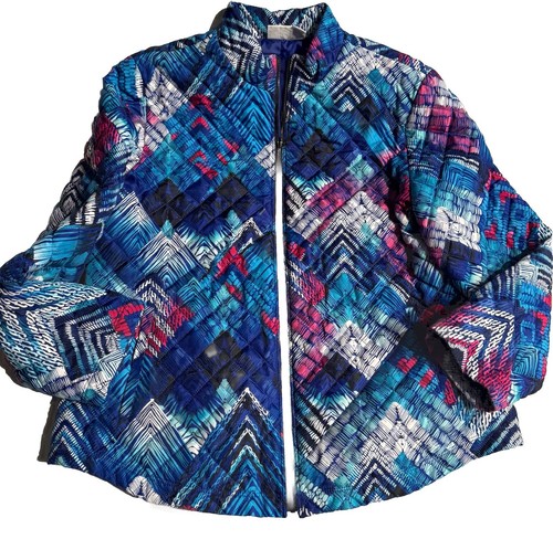 Chico’s Size 3 (XL) Jacket Bright Colors Full Zip Pre Owned - Picture 6 of 9