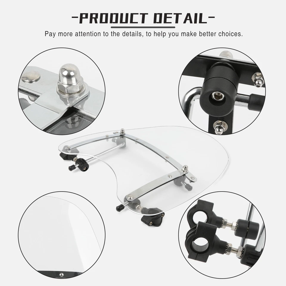 Motorcycle Clear Windshield For Harley Sportster Forty Eight XL1200X 883 19"x17" - Изображение 4 из 4