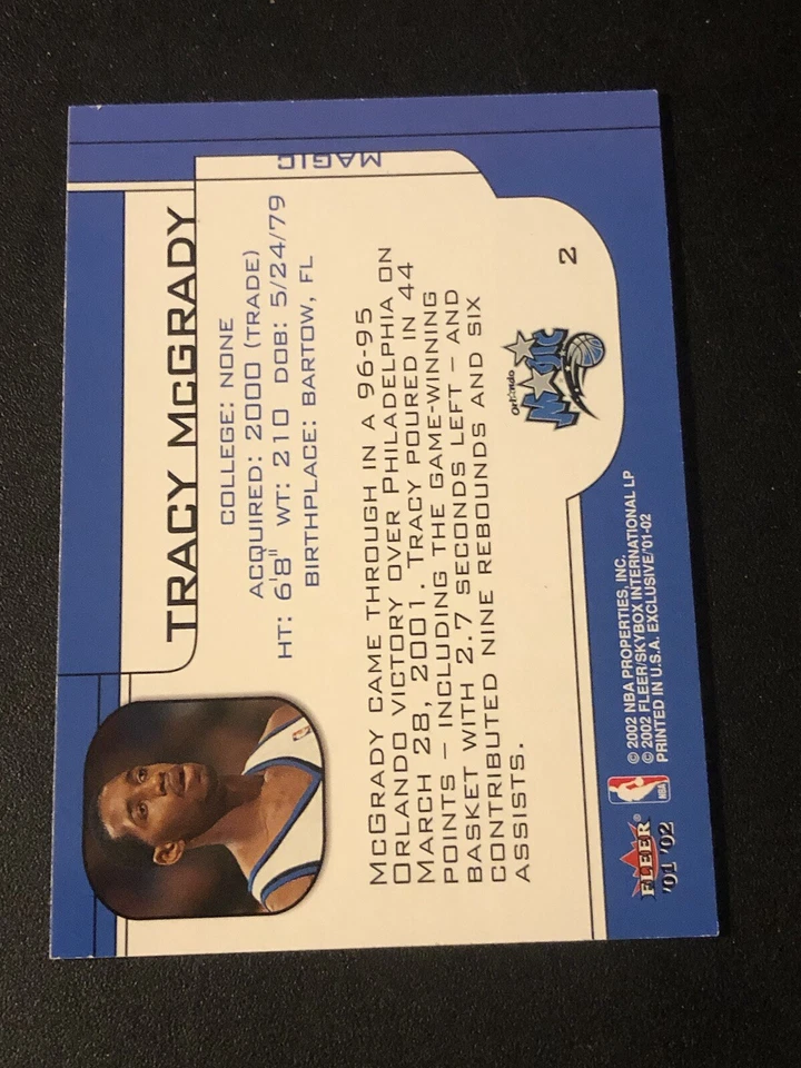 2001-02 Fleer Exclusive Tracy McGrady #2 HOF - Image 2 of 2