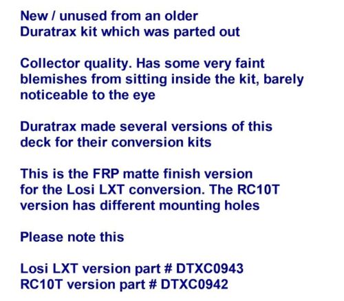 Vintage RC Car Duratrax Gas Conversion Losi LXT Chain Upper Radio Tray Deck Ver2 - Picture 2 of 2
