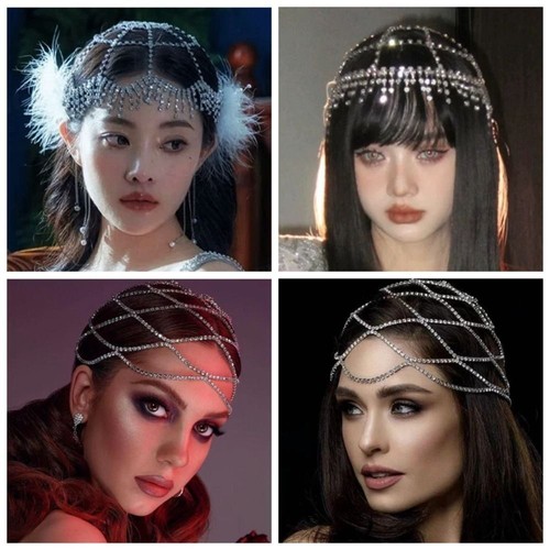 Crystal Rhinestone Hairband Starry Shiny Head Chain Boho Headband For Women Girl - Picture 7 of 14