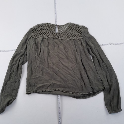 SUPERDRY Top XS Green Womens Lace Long Sleeve Round Neck - Picture 8 of 10