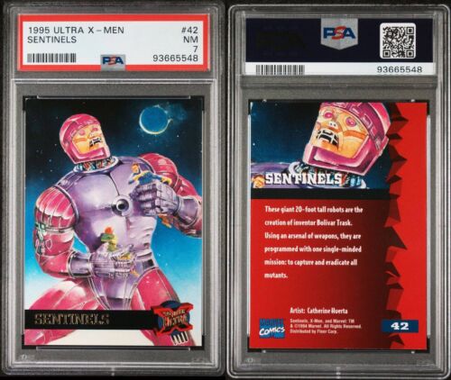 Marvel Fleer Ultra X-Men '95 Sentinels Trading Card #42 Embossed Gold Foil PSA 7 - Picture 3 of 3